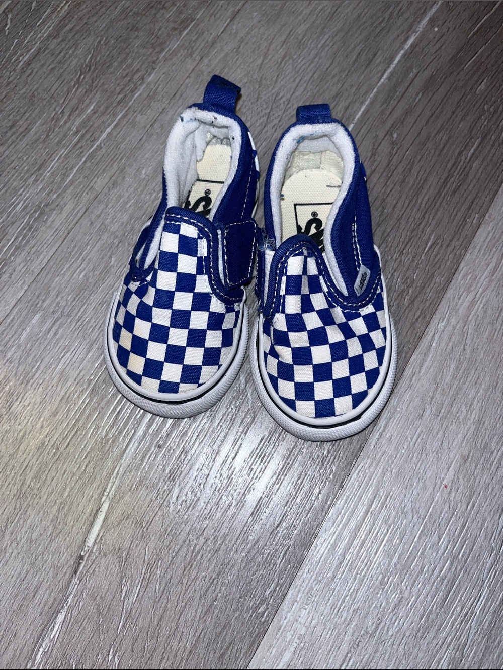 Vans Toddler Slip-On Sneakers in Blue and White Checkerboard